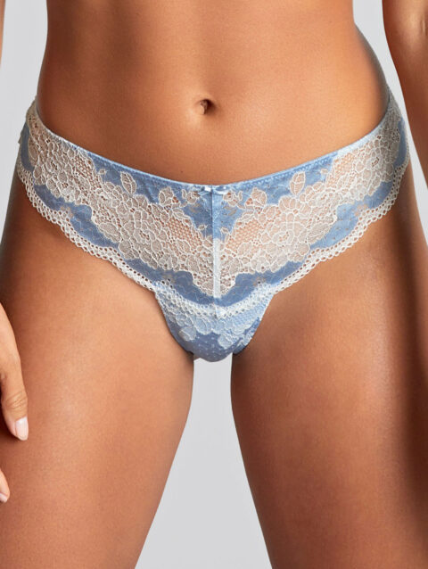 Braslin Dusky Blue Lace Thong – Elegant & Comfortable Fit